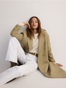 Płaszcz oversize z dodatkiem wełny - jasnozielony