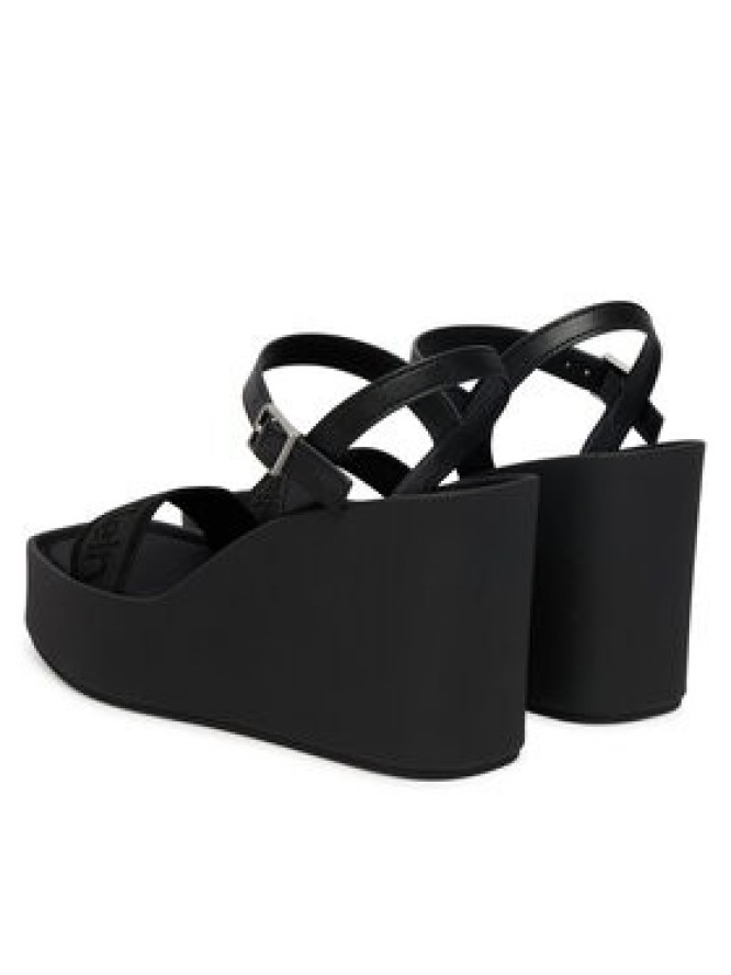 Calvin Klein Sandały Wedge 70 Sndl Webbing Lth HW0HW02882 Czarny