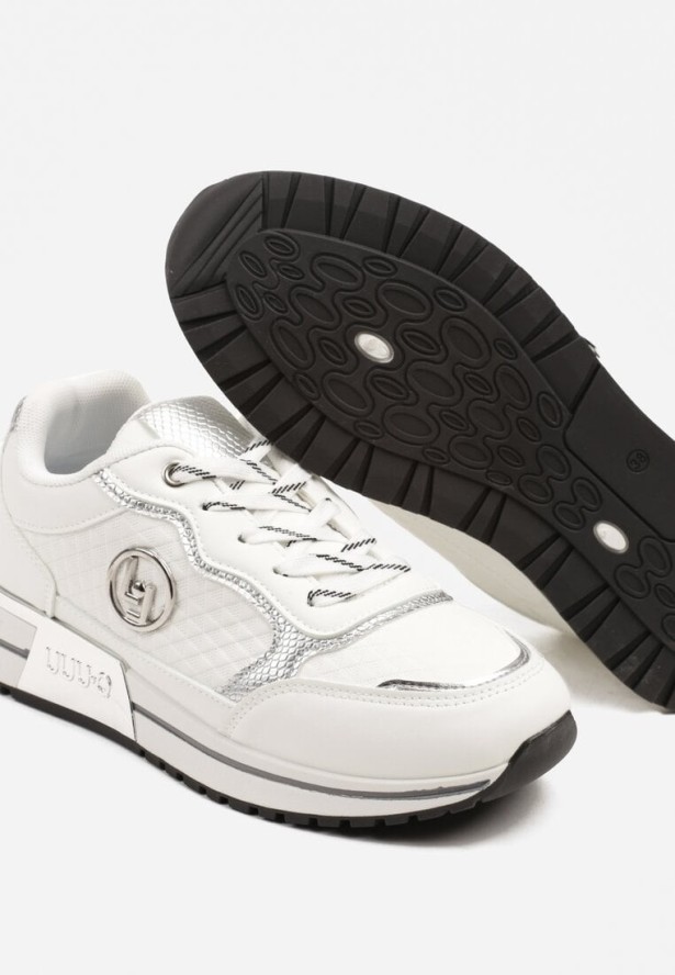 Białe Sneakersy Ozdobione Metaliczną Aplikacją Zolamira