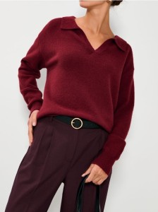Sweter z kołnierzykiem - bordowy