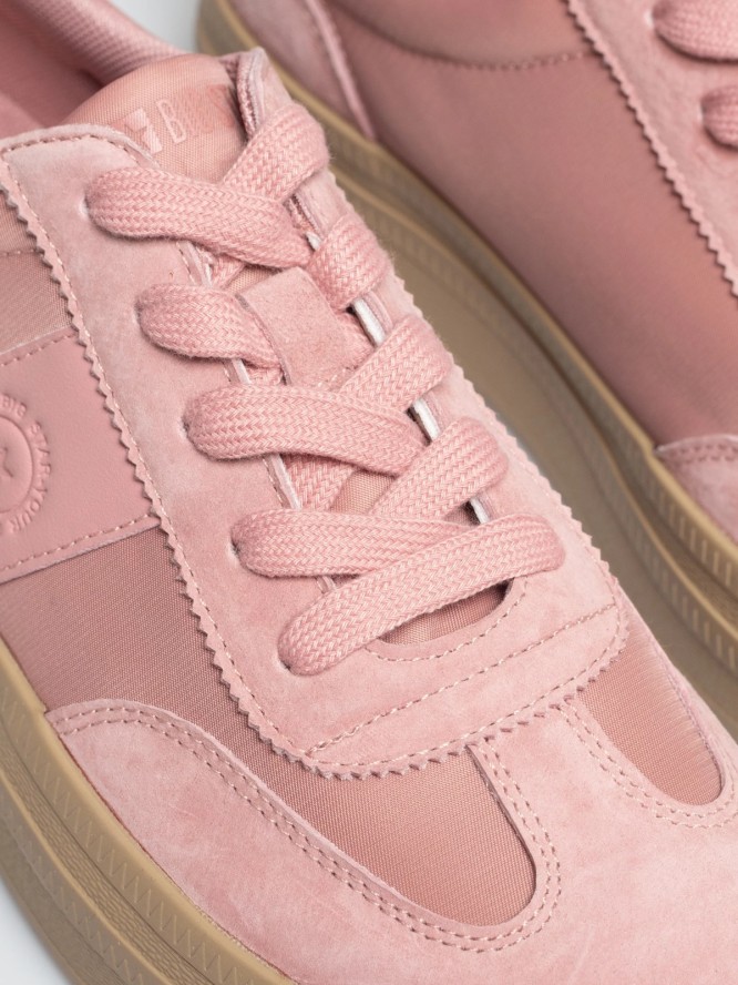 Sneakersy damskie z dodatkiem skóry naturalnej różowe TT274196 601