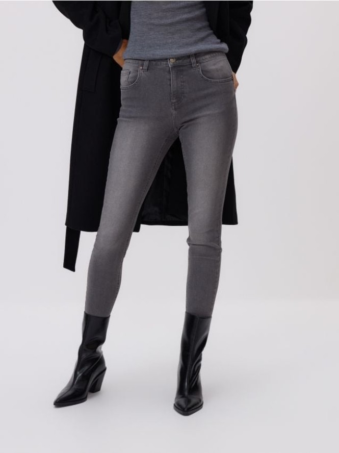 Jeansy slim fit push up - jasnoszary