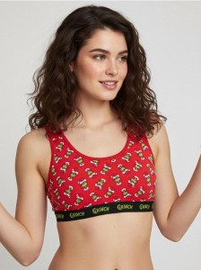 Top ze wzorem Grinch - czerwony