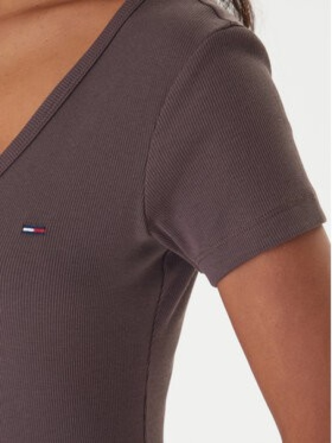 Tommy Jeans T-Shirt Essential DW0DW17385 Brązowy Slim Fit