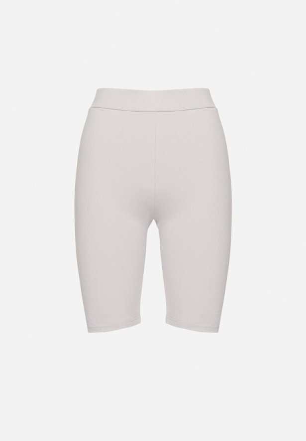Jasnoszare Szorty Kolarki z Prążkowanego Materiału Adrase