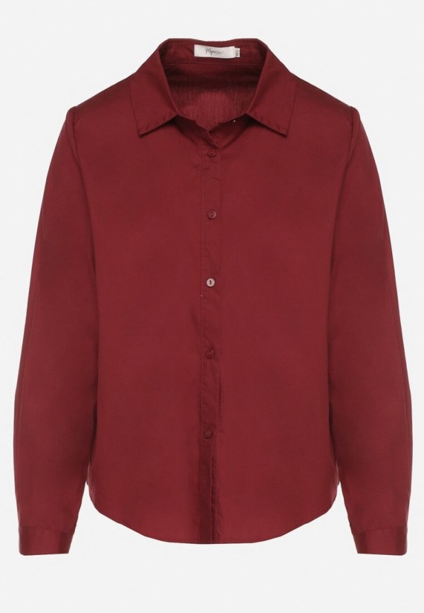 Bordowa Bawełniana Koszula o Klasycznym Kroju Liadovia