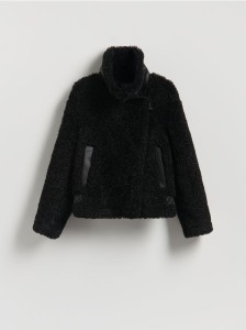 Kurtka z imitacji baranka - czarny