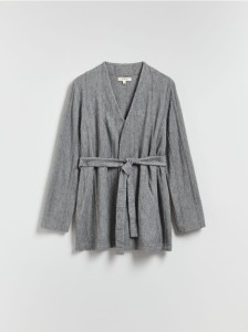 Kardigan z wiązaniem - szary