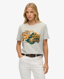 superdry Tokyo Vintage Logo Relaxed T‑shirt z bawełny organicznej – Glacier