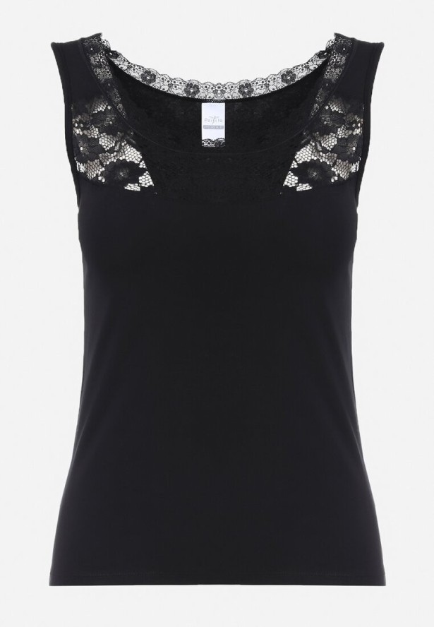 Czarny Top Bawełniany Fyreth