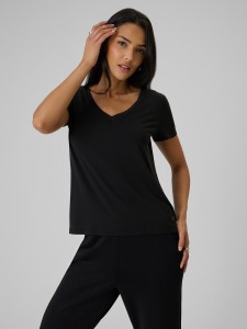 4F T-shirt regular z modalem damski - czarny M