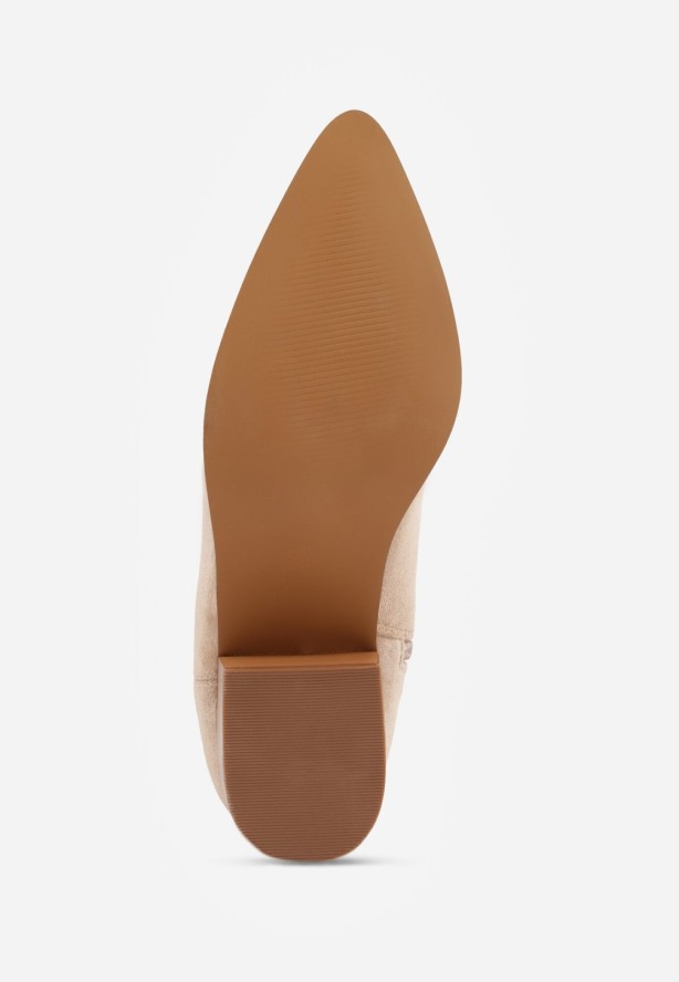 Ciemnobeżowe Botki Vices Kowbojki na Słupku Vertiona