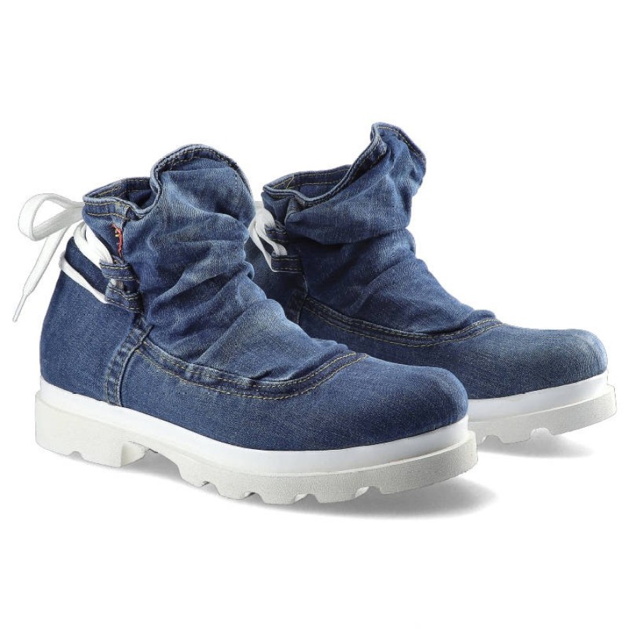 Jeansowe Botki Lanqier Damskie Lekkie Obuwie