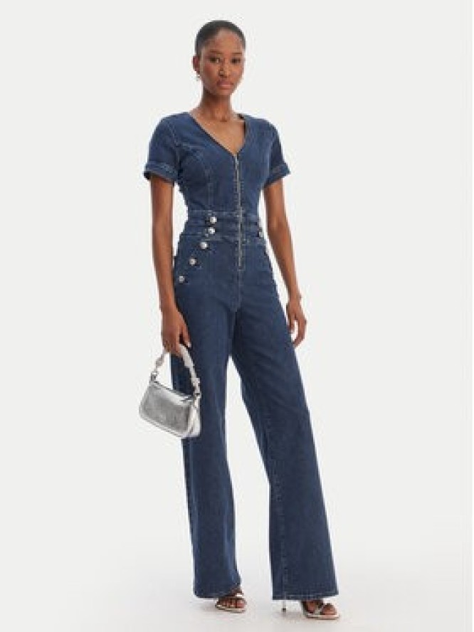 Guess Kombinezon W6RD94 D0911 Granatowy Wide Leg