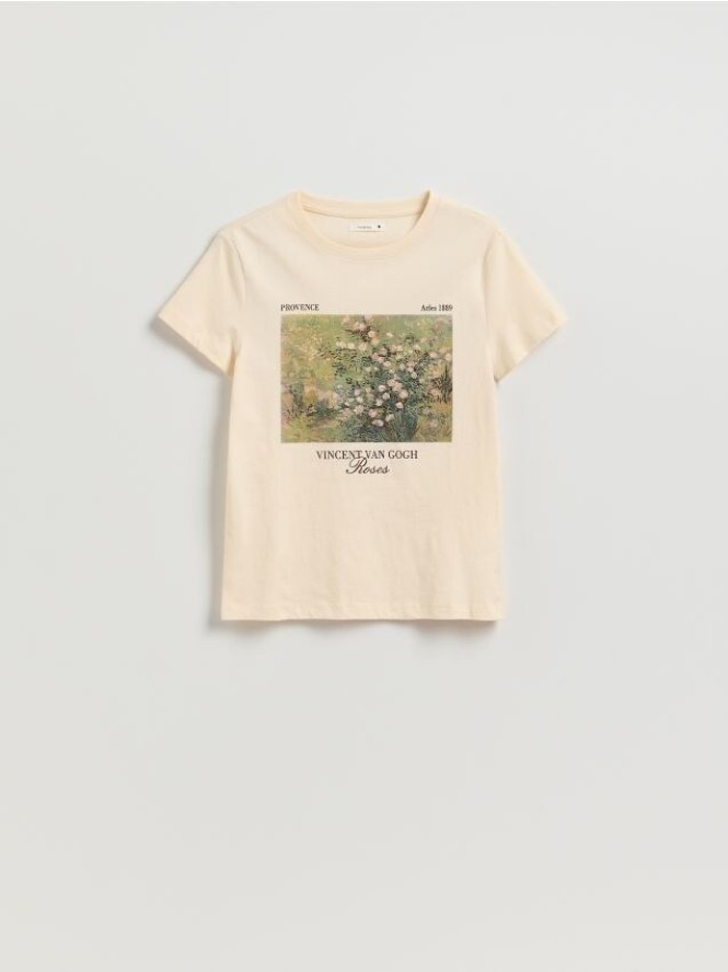 T-shirt z nadrukiem - kremowy