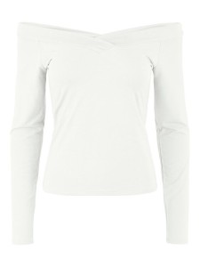 Pieces Bluzka 17103018 Biały Slim Fit