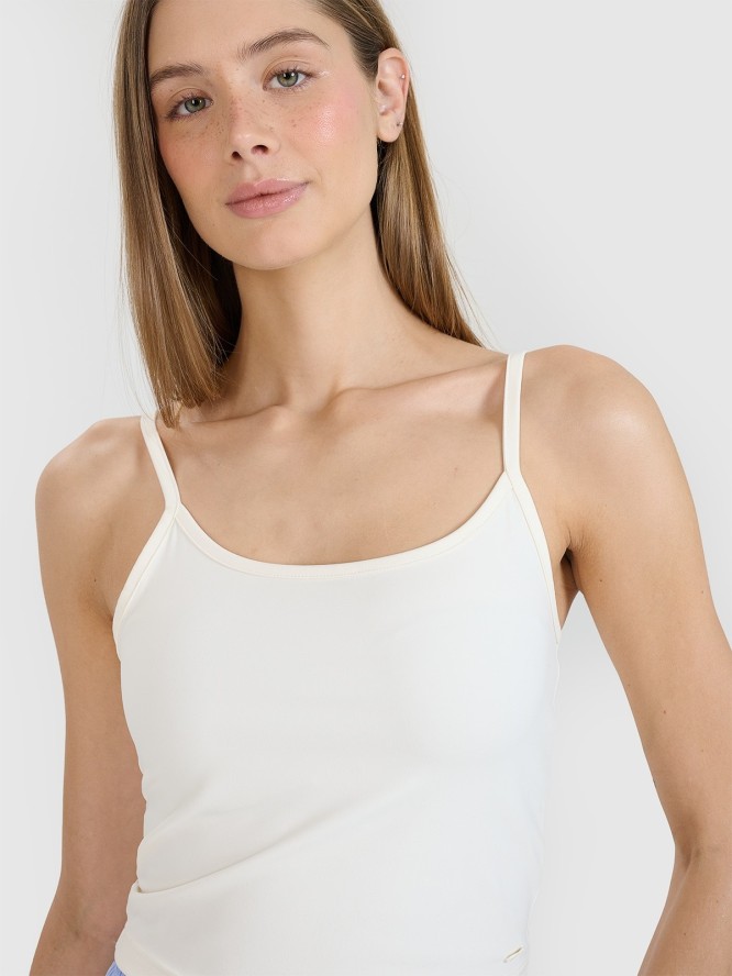 4F Crop-top slim damski - biały XS