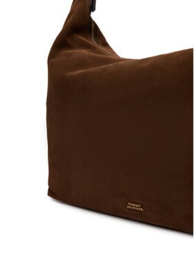 Tommy Hilfiger Torebka Th Statement Leather Hobo Suede AW0AW18403 Brązowy