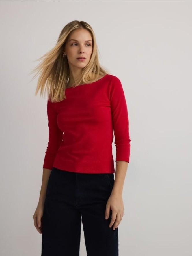 Bawełniany longsleeve - czerwony