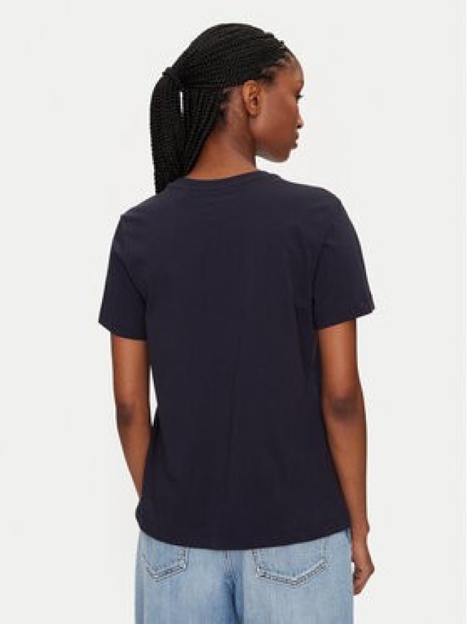 Gant T-Shirt Bisiklet Yaka 4200277 Granatowy Regular Fit