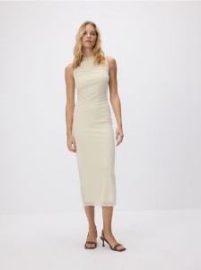 Sukienka maxi z drapowaniem - jasnożółty