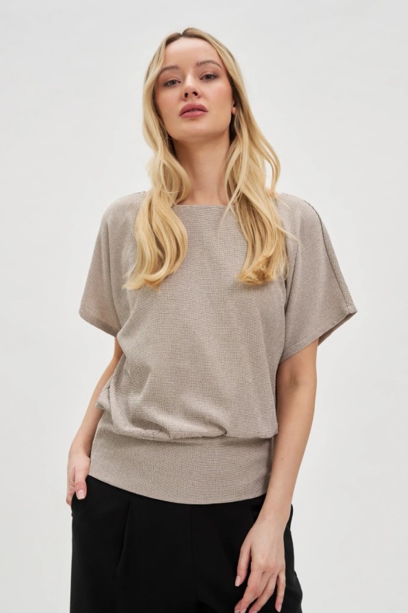 Bluzka z luźnymi rękawami beżowa