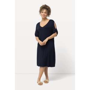 Damskie Sukienka plażowa z dżerseju dekolt w serek ozdobne tasiemki rękaw 1/2