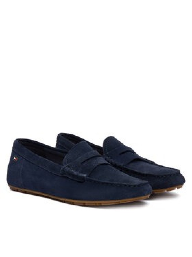 Tommy Hilfiger Mokasyny Flag Soft Suede Driver Loafer FW0FW08558 Granatowy