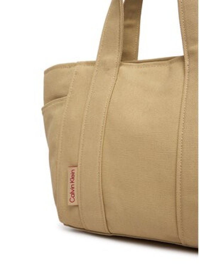 Calvin Klein Torebka Webbing Strap Canvas Small Tote LV04F3384G Beżowy