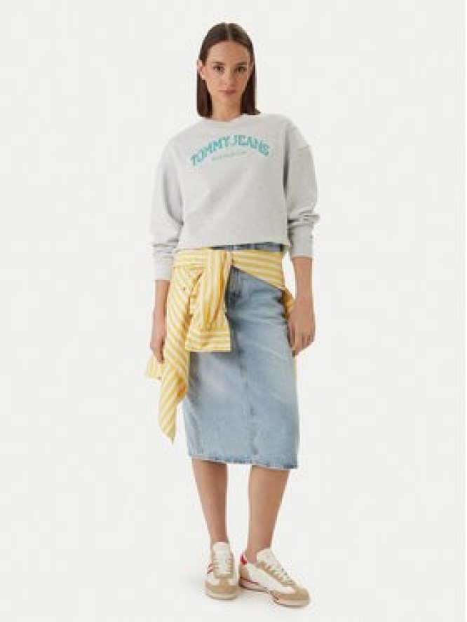 Tommy Jeans Bluza Varsity Crew DW0DW22365 Szary Regular Fit