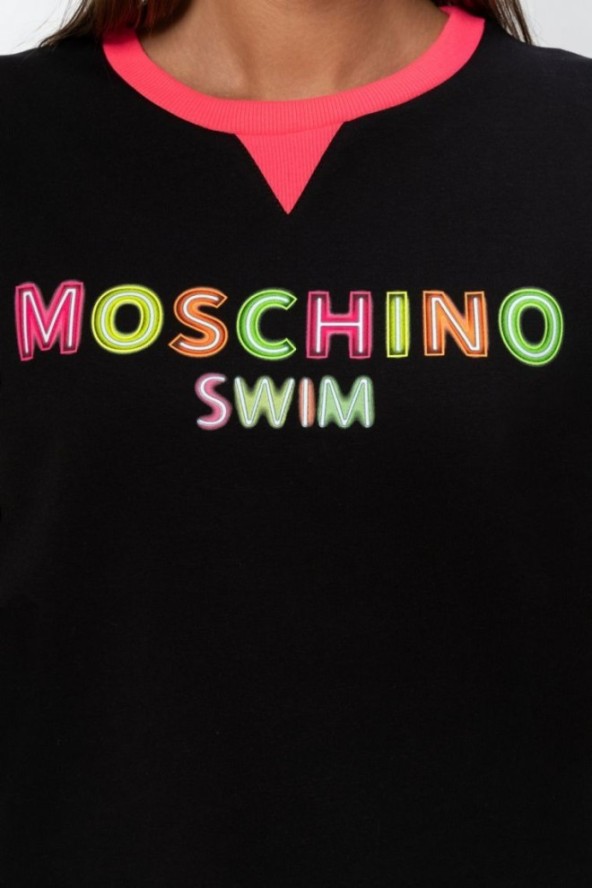 MOSCHINO Czarna bluza damska z neonowym logo, Rozmiar XS