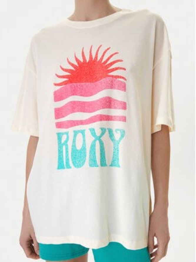 Roxy T-Shirt Hangloose Poster ERJZT06090 Beżowy jasny Loose Fit