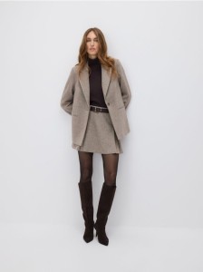 Spódnica mini z wełną - beżowy