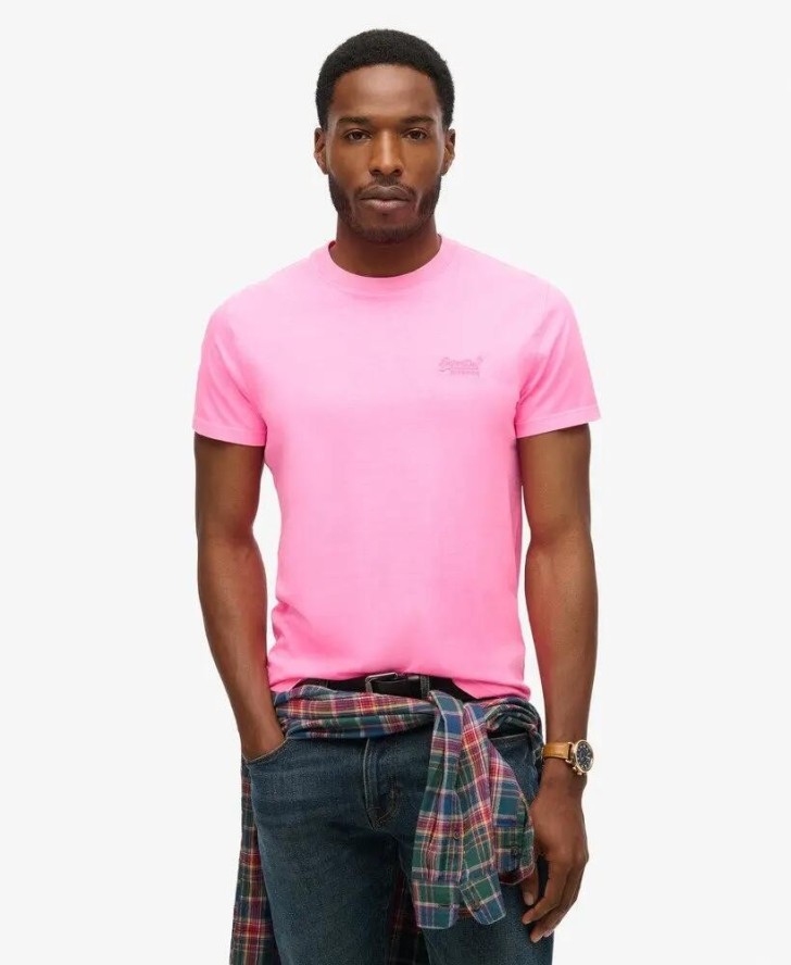 superdry Koszulka Essential Logo haftowana neon Slim fit bawełna – Dry Fluro