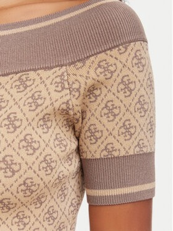 Guess Bluzka W6YR19 Z0962 Brązowy jasny Slim Fit