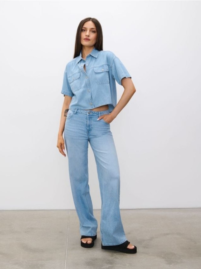 Jeansy wide leg - niebieski