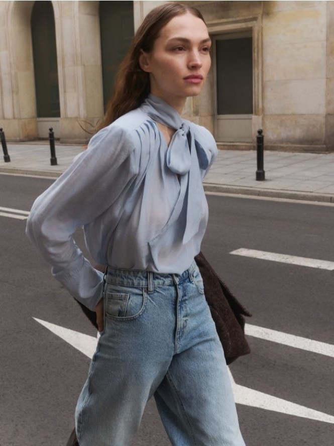 Jeansy wide leg - niebieski