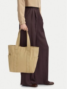 Calvin Klein Torebka Webbing Strap Canvas Tote LV04F3463G Beżowy