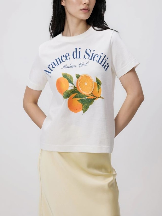 T-shirt z nadrukiem - złamana biel