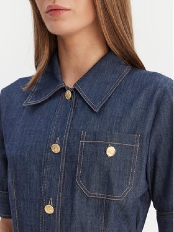 Luisa Spagnoli Sukienka jeansowa Periodico 542815 Granatowy Regular Fit