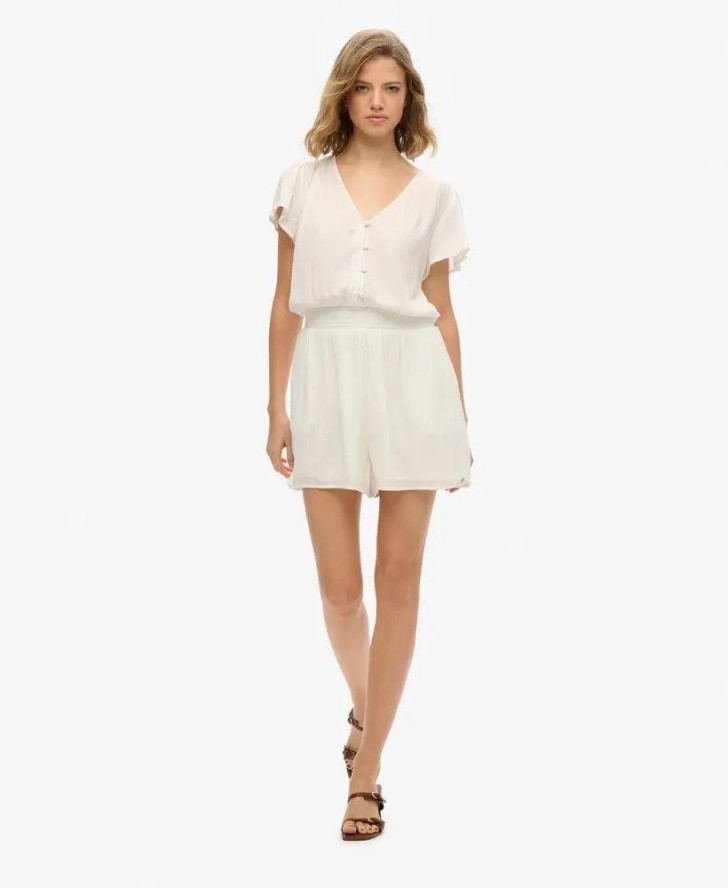 superdry Ss Printed Playsuit krótka sukienka z nadrukiem z wiskozy