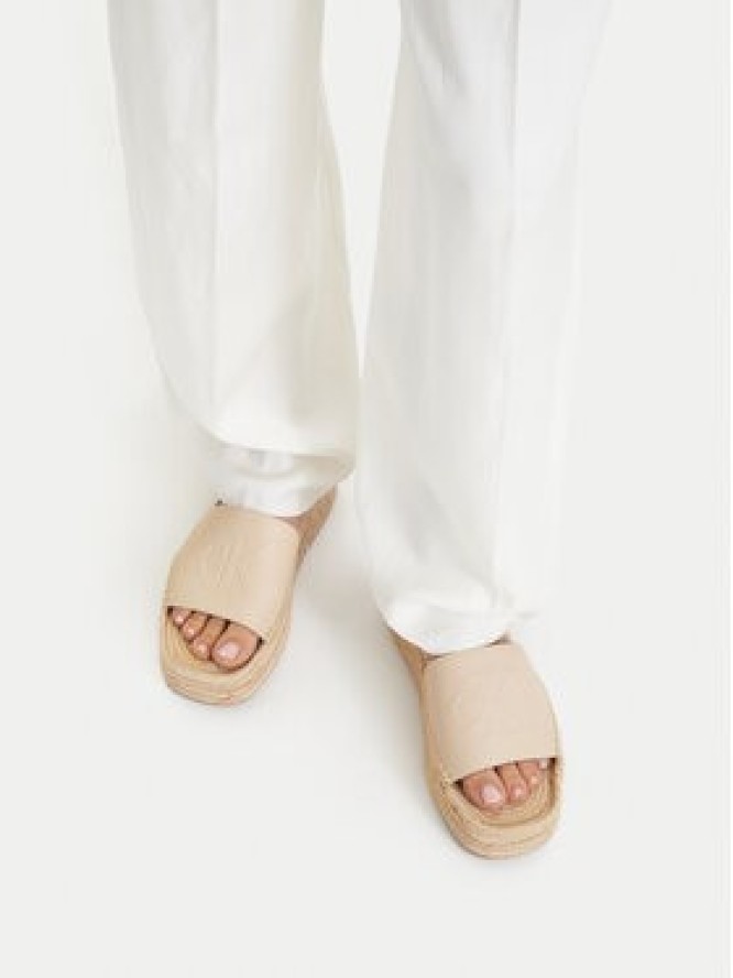 Calvin Klein Klapki Flatf Espa Mule Lth Mg HW0HW03027 Beżowy