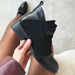 Czarne płaskie botki damskie M.Daszyński 2458-7