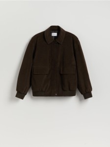 Kurtka oversize z imitacji zamszu - ciemnobrązowy