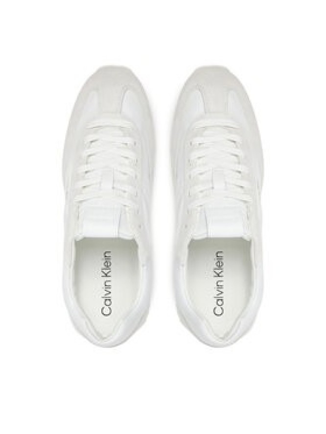 Calvin Klein Sneakersy Runner Lace Up - Nylon Mix HW0HW02395 Biały