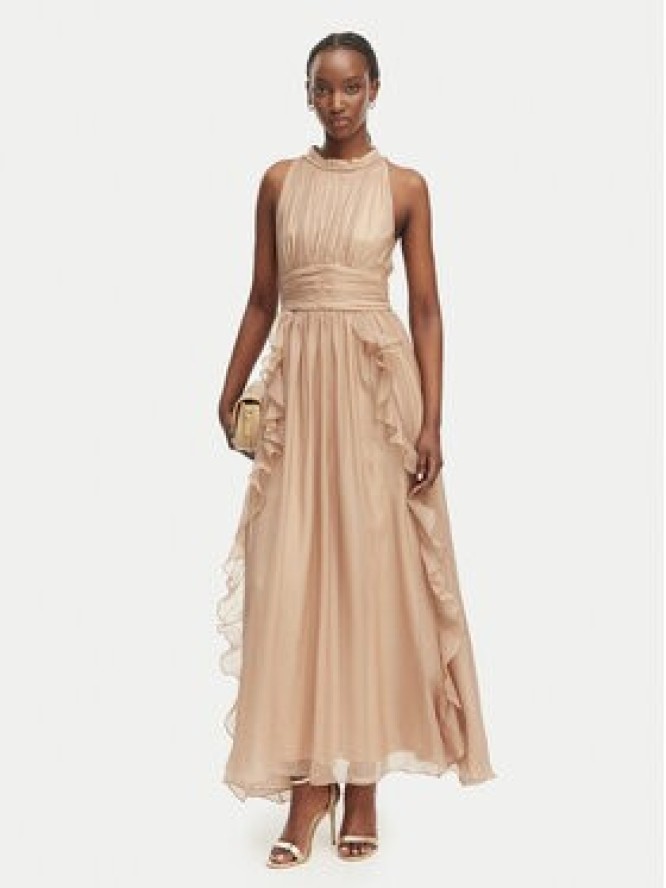 Morgan Sukienka koktajlowa 261-RFLAM Beżowy Regular Fit