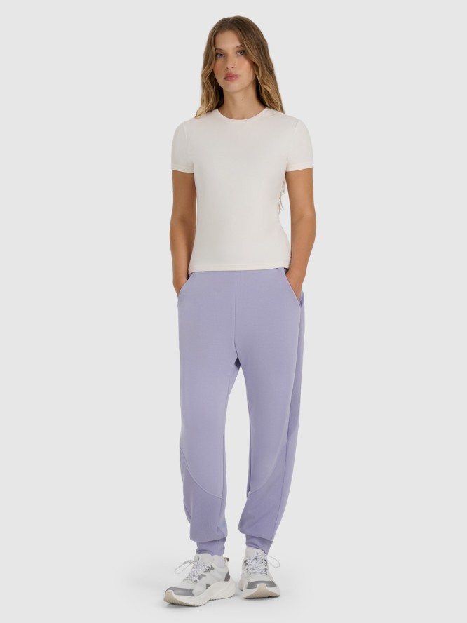 4F T-shirt z prążkowanej dzianiny z modalem damski - biały L