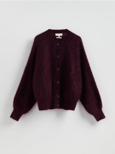 Kardigan z moherem - mahoniowy