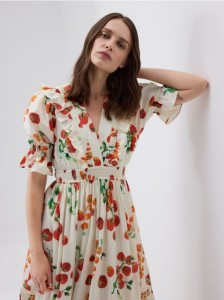 Wzorzysta sukienka midi - wielobarwny