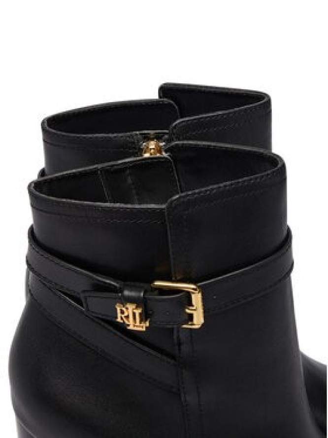 LAUREN RALPH LAUREN Botki Brooke II Calfskin Bootie Heel 802974475004 Czarny